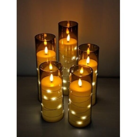 New Flameless LED Candles with Timer 5 Pc Flickering Flameless Candles - Picture 1 of 2